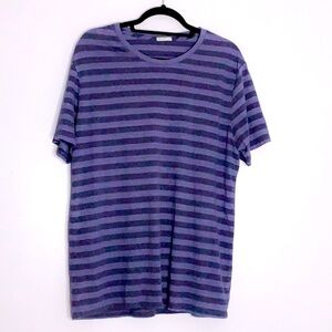 Local Green Blue Stripe Vintage fade wash surf tee short sleeve casual T-shirt
